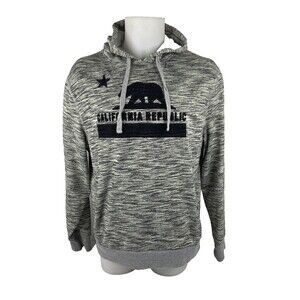 California Republic Unisex Large Hoodie Ring Of Fire Gray Black Felt Logo